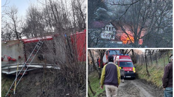O mașină de pompieri care se deplasa spre un incendiu s-a răsturnat în Bistrița-Năsăud. Trei pompieri au fost răniți