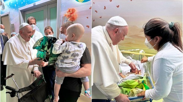 Papa Francesco a vizitat în spital copiii bolnavi de cancer și a botezat un nou născut | Va fi externat mâine