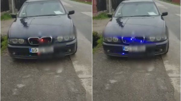 Un șofer și-a transformat BMW-ul în mașină de poliție. 