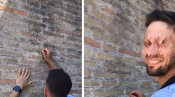 A fost găsit turistul care şi-a scrijelit numele pe peretele Colosseumului. Ce pedeapsă riscă