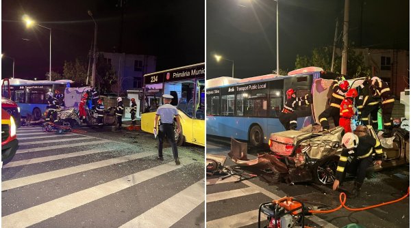 Accident grav în Sibiu, între două autobuze şi un autoturism. Trei persoane au fost rănite