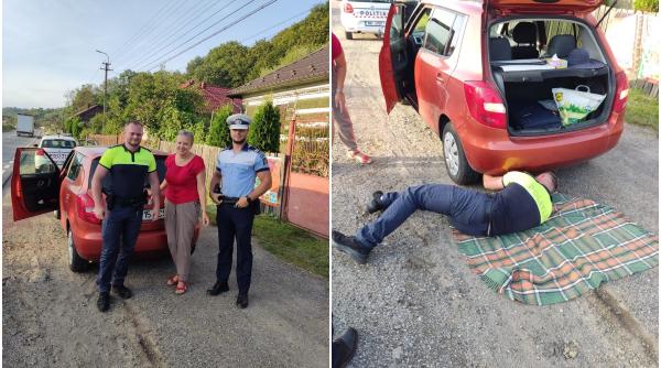 politisti ajutor femeie masina blocata drum huedin