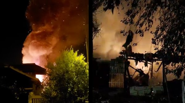 Incendiu uriaș de vegetație în Târgu Jiu. Posibilitate de extindere la un depozit și la case