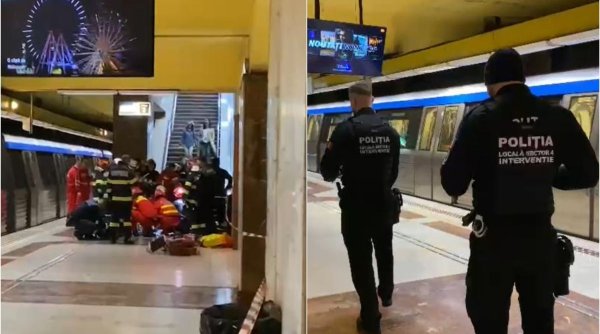 Un tânăr de 24 de ani a căzut pe şinele de la metrou, în staţia Tineretului. Trenurile circulă în sistem pendulă