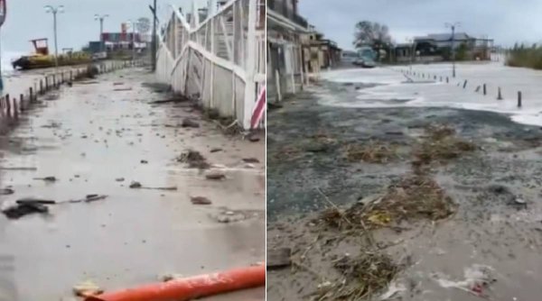 Imagini cu stațiunea Vama Veche, devastată de furtună | Vânt puternic și valuri uriașe pe litoral