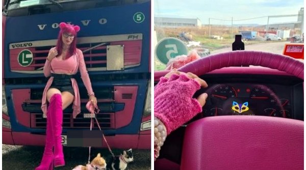 O tânără din Alba Iulia face furori pe internet! Georgeta se îmbracă în haine Barbie și conduce un TIR roz: ”Mă felicită pentru curaj”