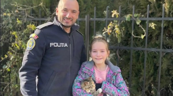 Lacrimi de bucurie pentru Ioana, după ce pisica ei a fost găsită de polițiștii din Eforie în timp record  