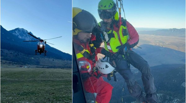 Un tânăr a rămas blocat pe munte, în zona Vârful Turnu din munţii Piatra Craiului, şi a fost salvat cu elicopterul