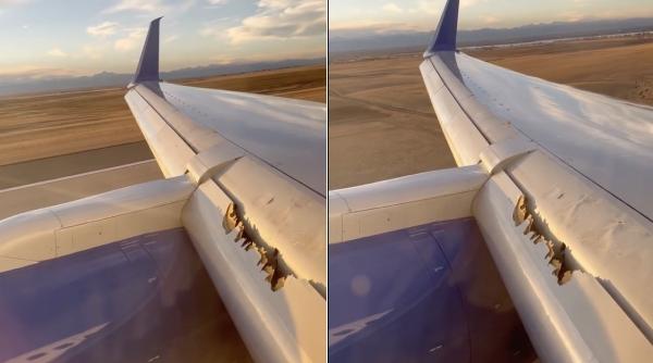 bucata aripa avion boeing se desprinde zbor filmare 165 pasageri