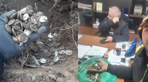 Tezaur valoros descoperit în Vrancea, posibil de peste 2000 de ani. Un bărbat a găsit 152 monede de argint