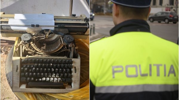 Poliția Română bate tare! Polițiștii au ajuns să-și redacteze documentele la mașini de scris din secolul trecut, la Buzău, iar imaginile au devenit virale