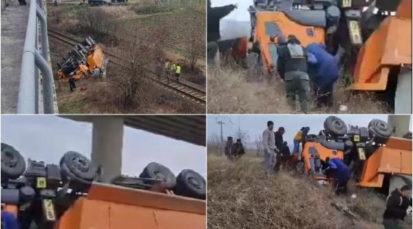 accident trei morti sibiu camion ciocnit masina cazut pod calea ferata