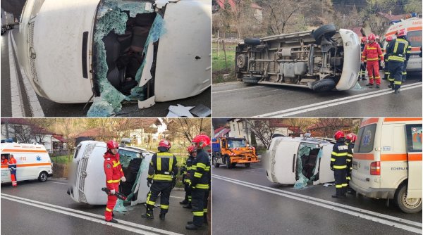 Accident grav în Suceava! Un microbuz cu ucraineni s-a răsturnat