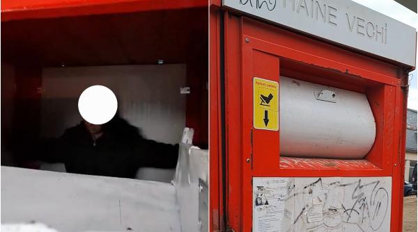 femeie blocata container haine second din iasi