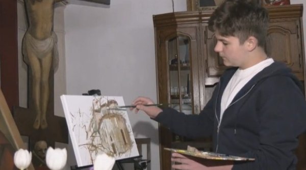 Robert Niculae, un pictor român de numai 13 ani, a cucerit inimile artiștilor de peste ocean | Tânărul a câștigat locul doi la un concurs de pictură din SUA: ”Pentru noi, ca părinți, este o minune”