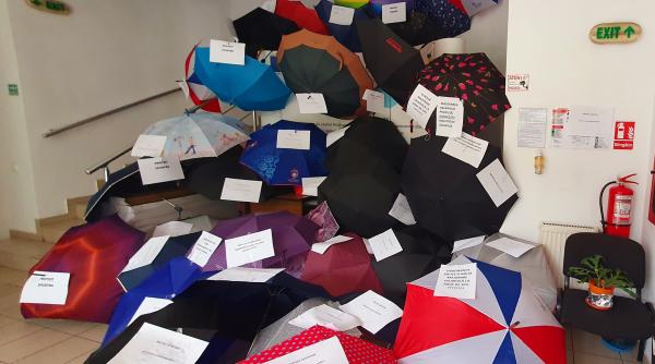 angajatii aparatul de lucru guvern protest umbrele triste