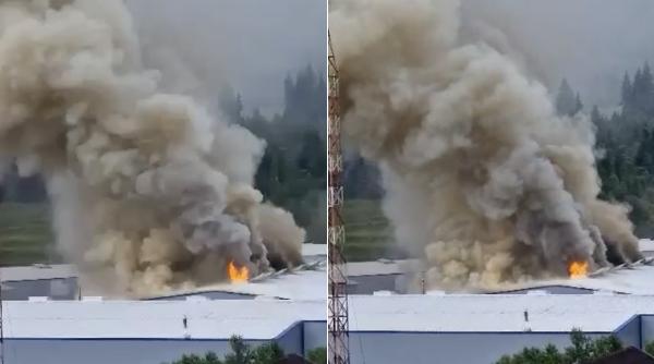 incendiu puternic apa minerala borsec foc zona birouri