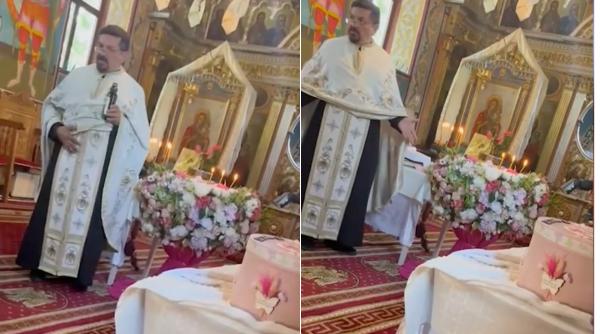 un preot din iasi face scandal in biserica si cearta parintii care au venit cu o fetita sa o boteze dupa ce ca intarziati