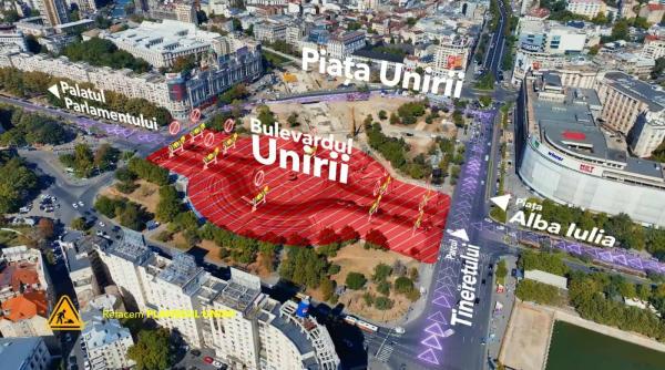 Restricții de trafic în centrul Bucureștiului, ca urmare a lucrărilor de la planșeul Unirii