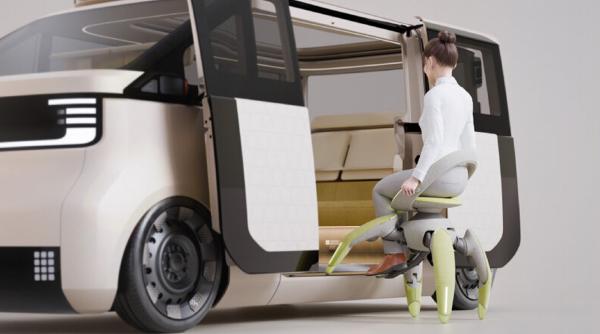 un gigant auto a prezentat un scaun rulant autonom are picioare ca niste tentacule poate urca scari si se poate aseza pe podea