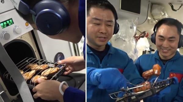 chinezii au facut primul gratar in spatiu uite la aripioarele astea cum sfaraie in ulei o delicatesa