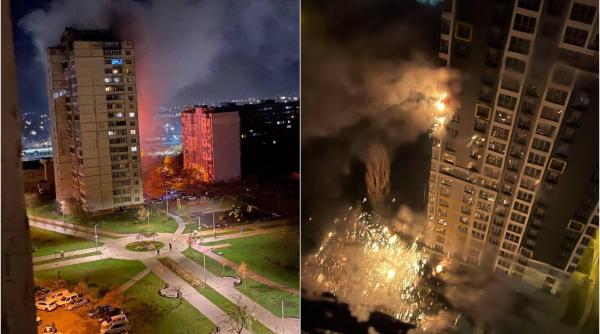 Clipe de groază în Kiev: Rușii au atacat capitala toată noaptea cu drone și rachete. Zeci de clădiri afectate și 16 răniți