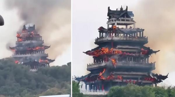 Un templu vechi de 1.500 de ani a fost distrus de un incendiu în China