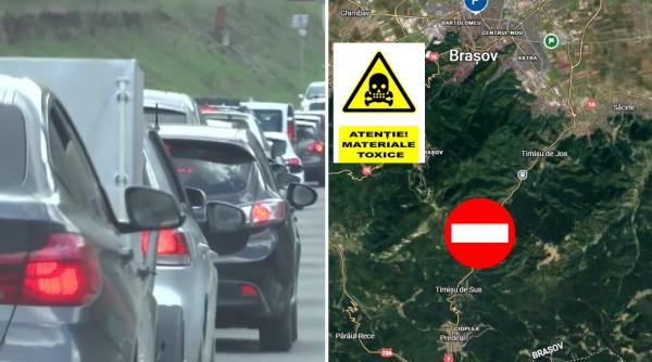 O cisternă cu substanţe periculoase s-a răsturnat pe DN1. Circulaţia este blocată între Braşov şi Predeal