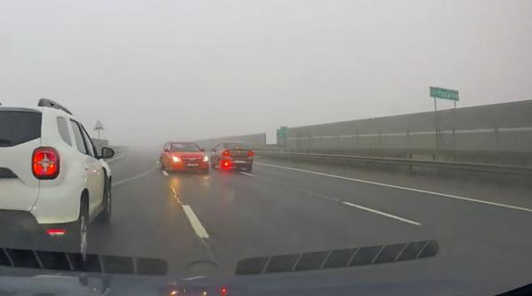 Un șofer a condus pe contrasens, pe autostrada A3 Bucureşti – Ploieşti. Momentul în care evită la limită un accident frontal
