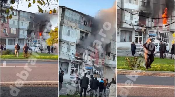 Explozie urmată de un incendiu, într-un bloc din judeţul Brăila. "S-a auzit o bubuitură puternică şi au sărit geamurile"