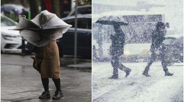 Duminică cu ploi, lapoviță și ninsoare. Zonele care sunt vizate de informarea meteorologilor
