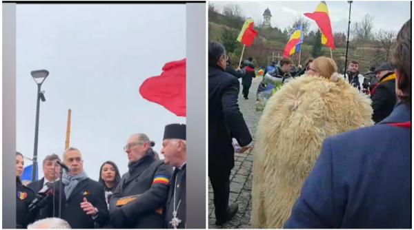 Călin Georgescu a venit la Alba Iulia cu un traficant condamnat. Șoșoacă s-a îmbrăcat cu blana de oaie