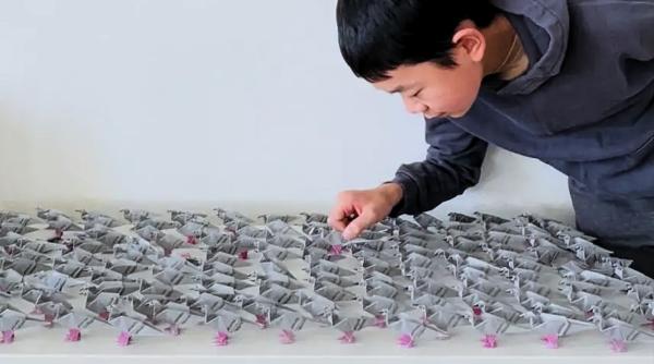 Un copil de 14 ani câștigă premiul pentru un origami care poate susține de 10.000 de ori greutatea sa