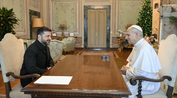 Volodimir Zelenski a fost primit de Papa Leon, la Vatican, înaintea să se întâlnească cu Giorgia Meloni