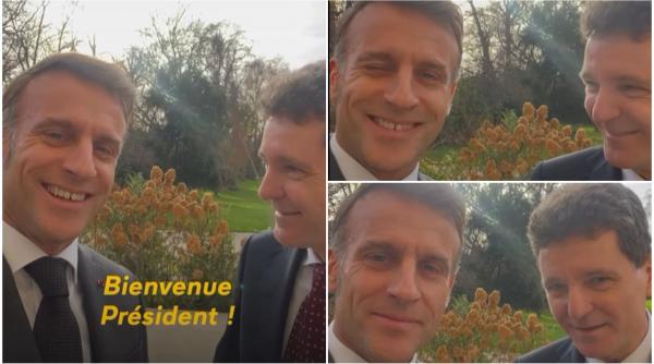 zambind larg macron si nicusor dan si au facut selfie in gradinile de la elysee foarte fericit sa il primesc multumesc emmanuel