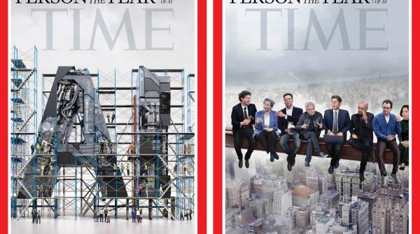 Arhitecţii AI sunt „Persoana Anului 2025” pe coperta revistei TIME: Zuckerberg, Musk, Altman și Fei-Fei Li apar cocoțați pe o grindă