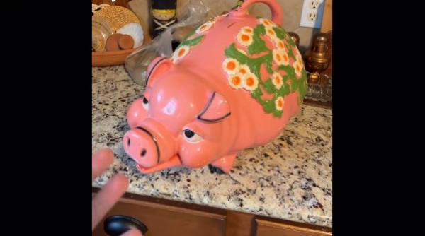 o americanca a dat lovitura dupa ce a cumparat cu doar 11 dolari o pusculita in forma de purcelus ce a gasit inauntru