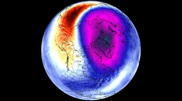 vortexul polar isi revine dupa ruptura si intra intr o faza mai puternica ce se intampla cu vremea in urmatoarele zile