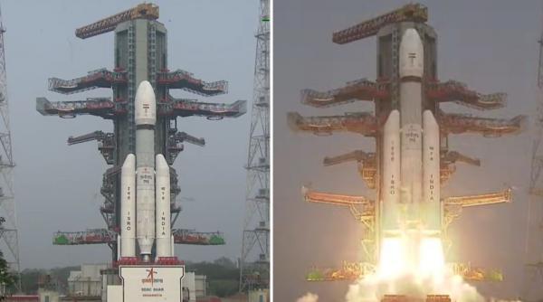 india a plasat pe orbita pamantului cel mai greu satelit al sau peste 6 tone imagini cu lansarea rachetei racheta lvm3 m6