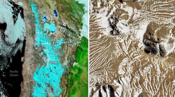 un strat de zapada rara a acoperit unul dintre cele mai aride locuri de pe pamant si a oprit un telescop radio urias