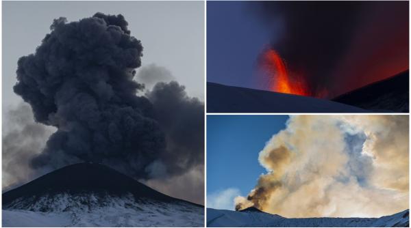 Explozii de lavă și nori de cenușă pe Etna. După mulţi ani s-a activat craterul de nord-est. A fost emisă o alertă galbenă 