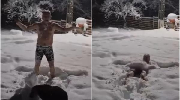 fostul sef anaf s a filmat facand baie in zapada la bustul gol dupa doua zile fara energie electrica