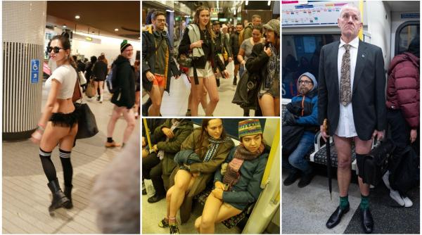 Londonezii au respectat o tradiție anuală și şi-au dat jos pantalonii la metrou. Un bărbat i-a acoperit ochii fiului: „N-ai ce să vezi”