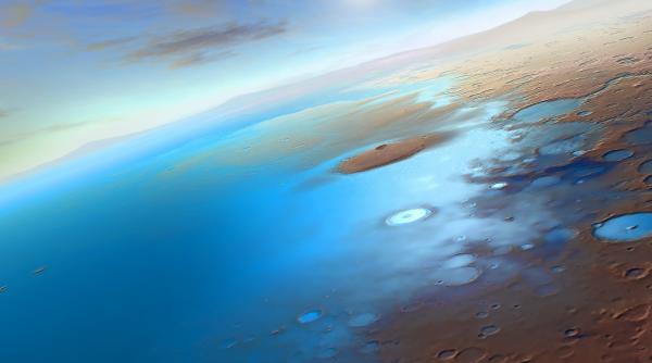 un nou studiu sustine ipoteza existentei unui ocean in trecutul planetei marte ar fi fost cat oceanul arctic de pe pamant