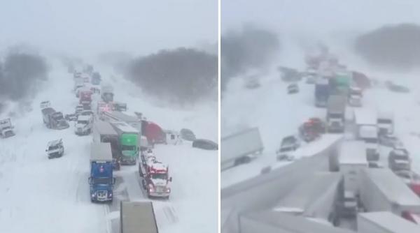 Carambol cu peste 100 de maşini şi camioane pe o autostradă din Michigan: "A fost înfricoșător să ascult bubuiturile"