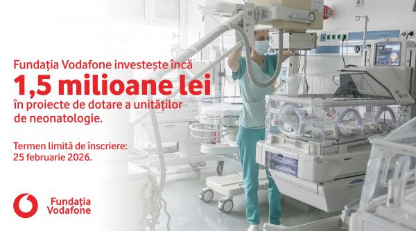 Fundația Vodafone investește încă 1,5 milioane de lei în dotarea unităților de neonatologie din România