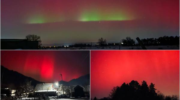spectacol de culori pe cer aurora boreala vizibila in mai multe judete din romania dupa furtuna solara