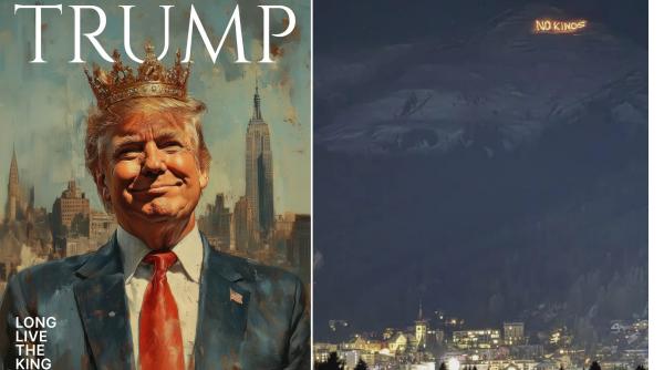 „Fără regi”: Mesajul luminos uriaș a fost proiectat pe un munte din Davos, înaintea sosirii lui Trump. Imaginile au ajuns virale