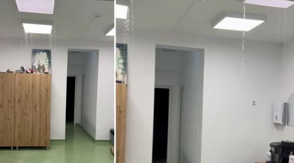 inundatie la un spital din harghita apa s a scurs prin tavan dupa ce o teava aflata in podul cladirii s a fisurat din cauza gerului
