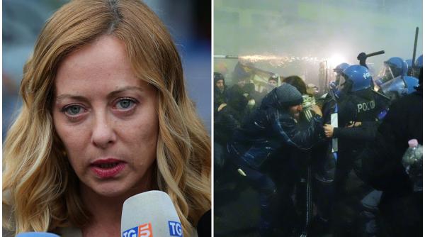 giorgia meloni condamna dusmanii italiei care au protestat violent la milano si au sabotat traficul feroviar